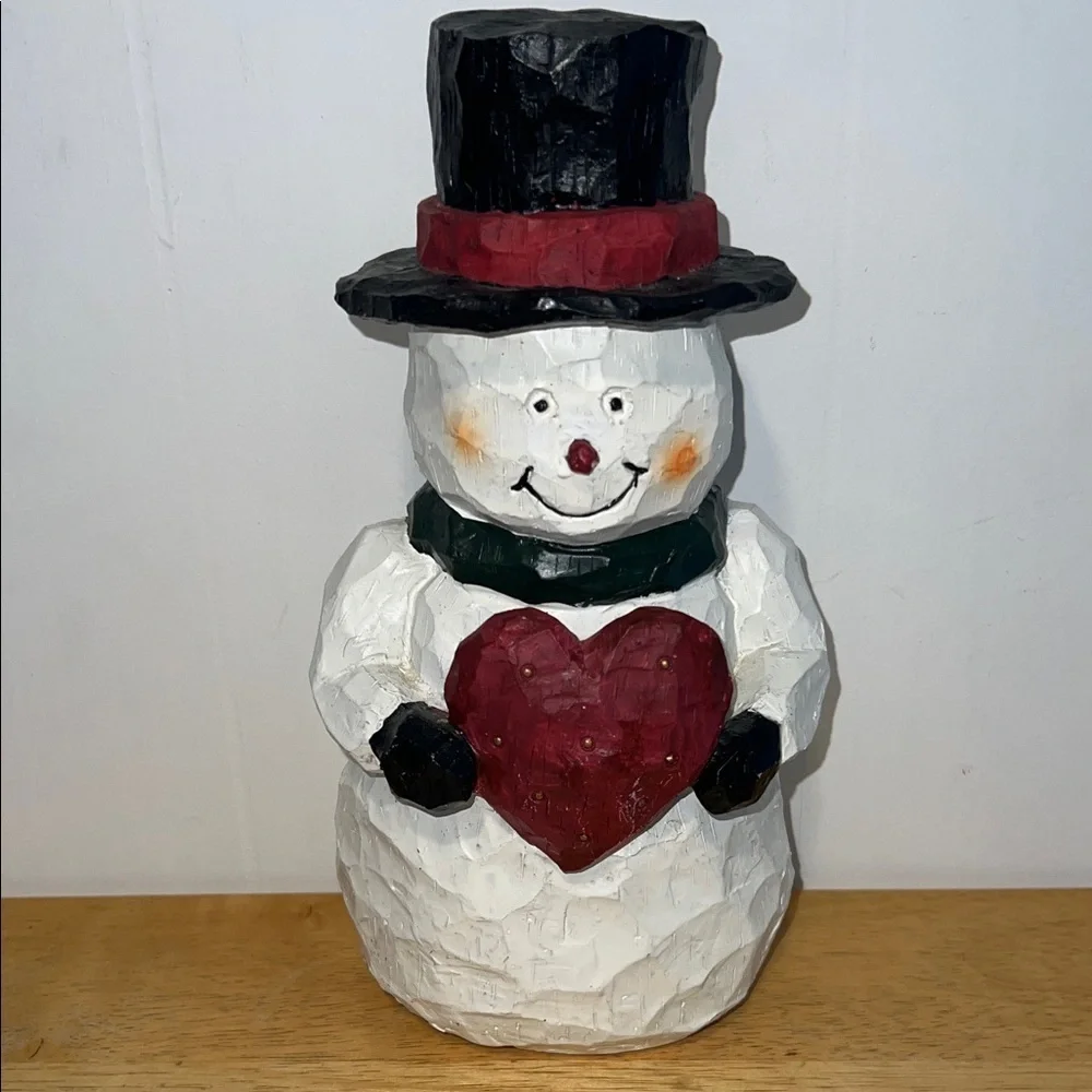 Festive Snowman with Heart - White, Black, Red